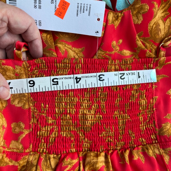 NWT UO Bustier Floral Mini Dress Orange/Red Gold Size S - Picture 12 of 15
